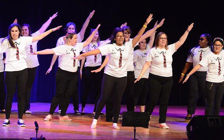 Students performing as a part of Greek Sing